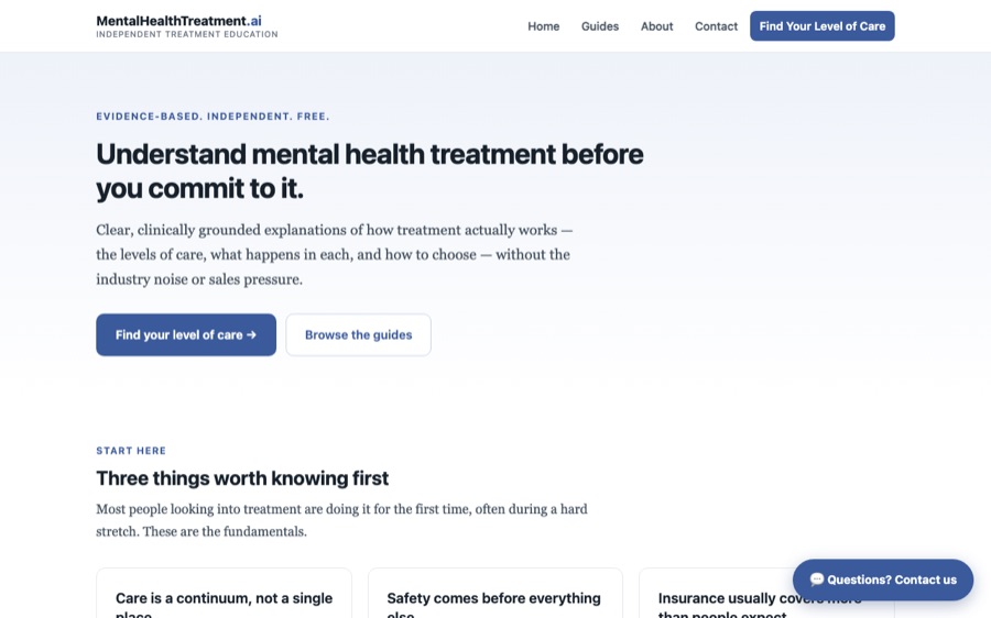 MentalHealthTreatment.ai — treatment education platform